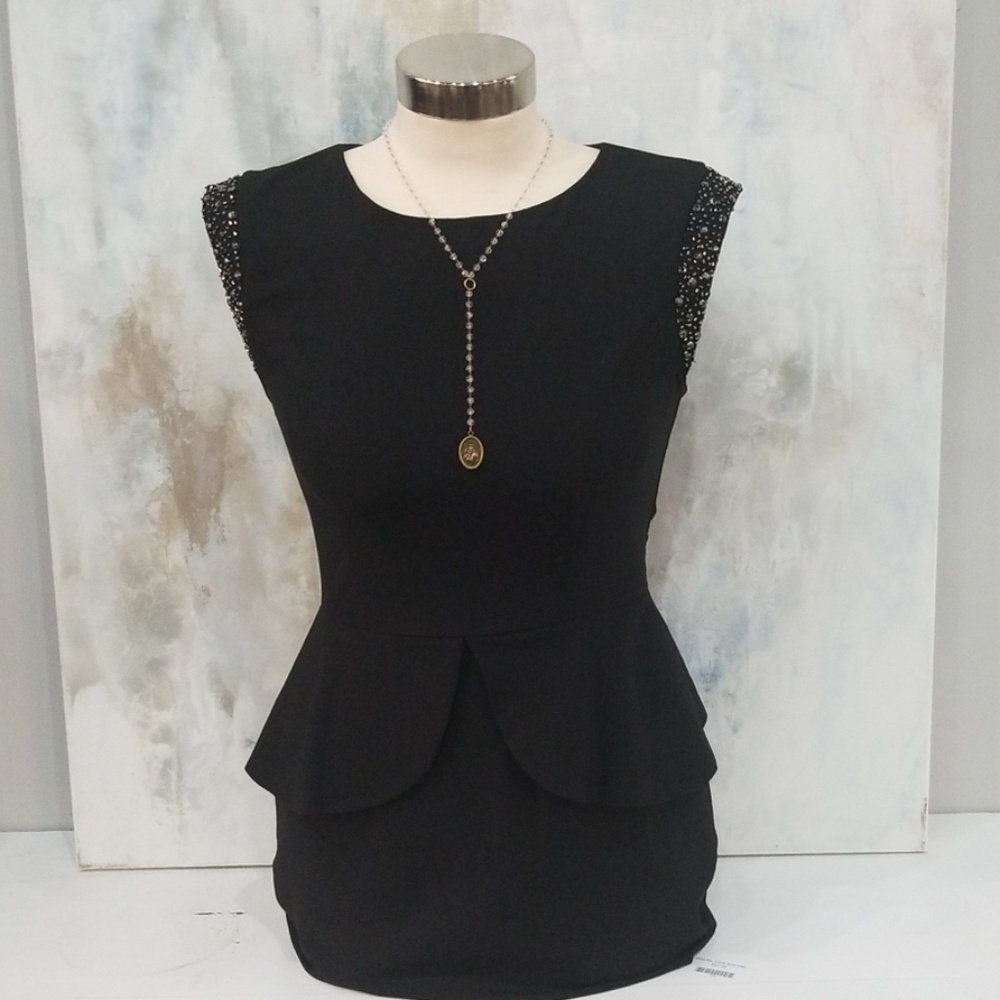 Forever 21 Black dress with beaded sleeve detail
